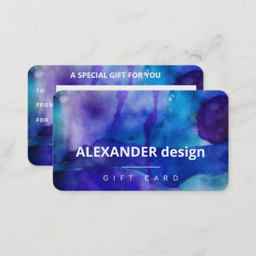 Blue Purple Abstract Watercolor Gift Card