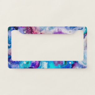 Blue & Purple Abstract Watercolor License Plate Frame