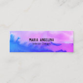 Blue purple abstract watercolor mini business card (Front)