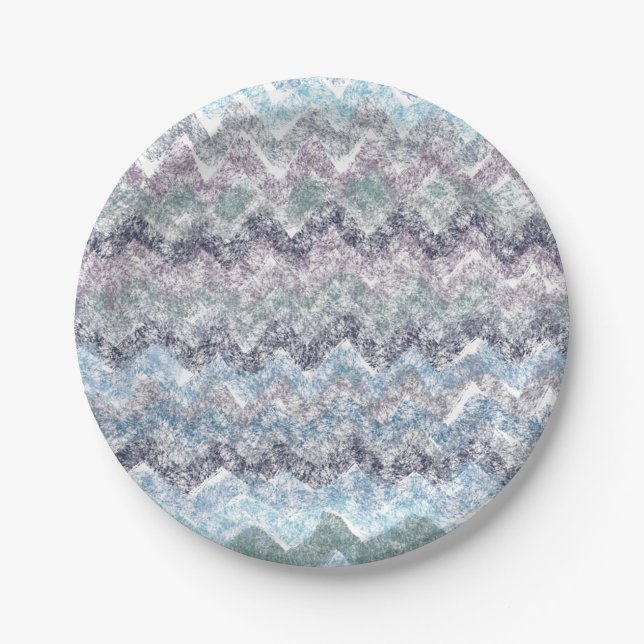 Blue purple abstract waves Paper Plates (Front)