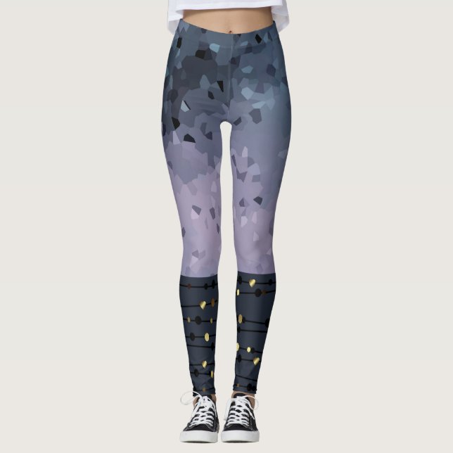 Blue-purple, abstraction leggings (Front)