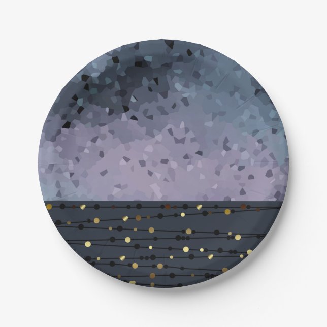 Blue-purple, abstraction paper plates (Front)