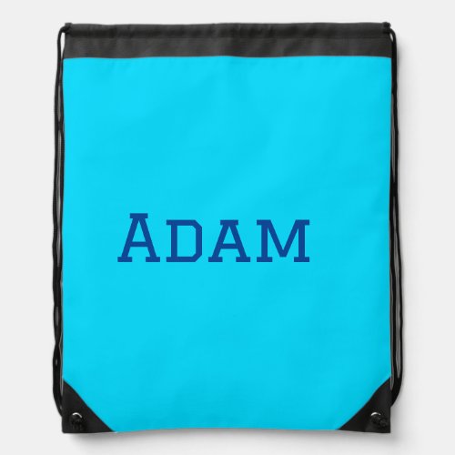 Blue purple add name text back to school message s drawstring bag