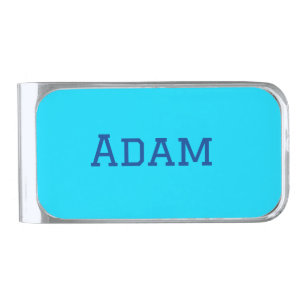 Blue purple add name text back to school message s silver finish money clip