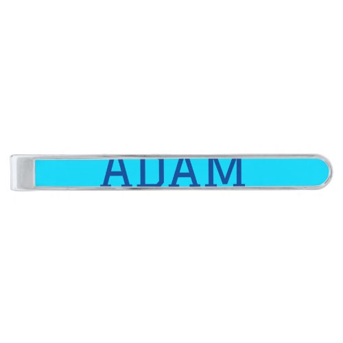 Blue purple add name text back to school message s silver finish tie bar