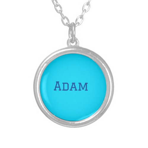 Blue purple add name text back to school message s silver plated necklace