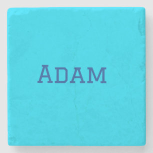 Blue purple add name text back to school message s stone coaster