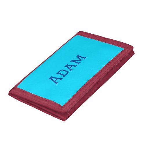 Blue purple add name text back to school message s trifold wallet