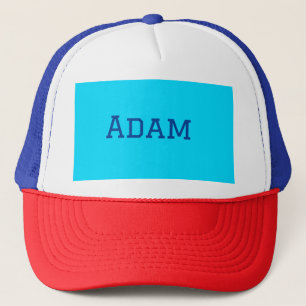 Blue purple add name text back to school message s trucker hat