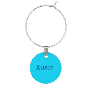 Blue purple add name text back to school message s wine charm
