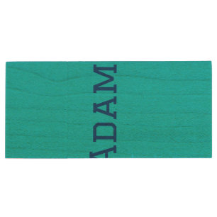 Blue purple add name text back to school message s wood flash drive