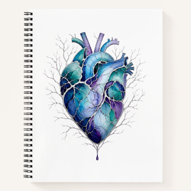 Blue & Purple Anatomical Heart Notebook (Front)