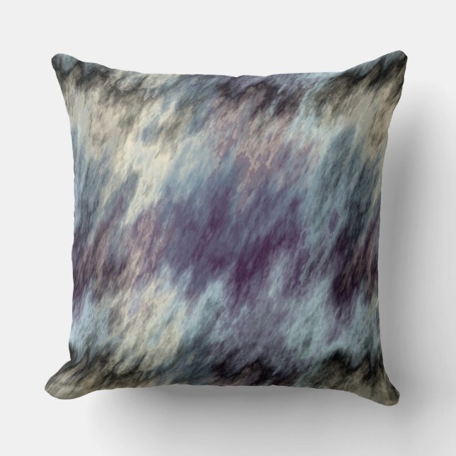Blue Purple and Black Abstract Throw Pillow (Front)