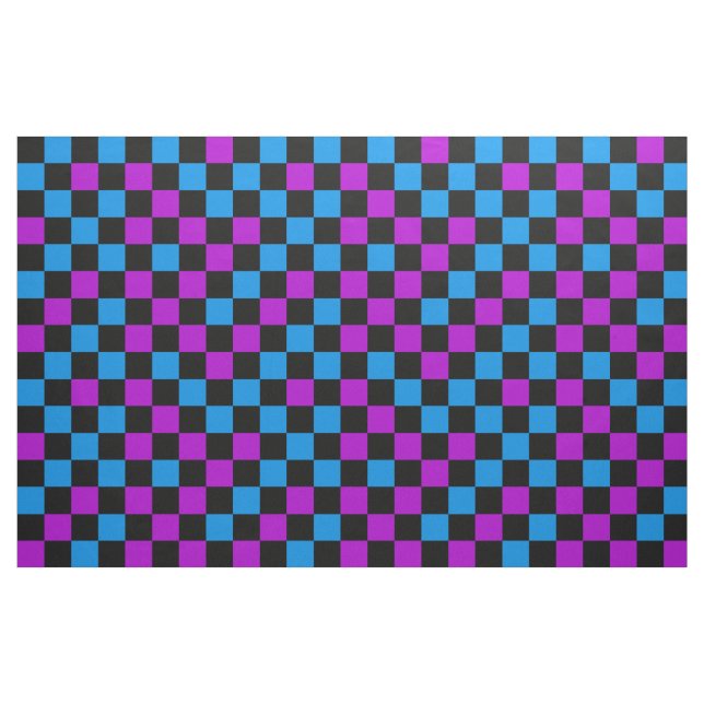 Blue Purple And Black Checkered Pattern  Fabric (Fat Quarter)