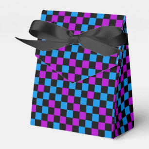 Blue Purple And Black Checkered Pattern Favor Boxes