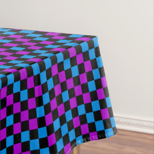 Blue Purple And Black Checkered Pattern Tablecloth