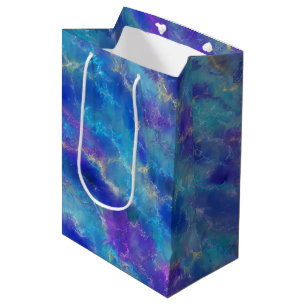 Blue, Purple, and Gold Marble Pattern Medium Gift Bag