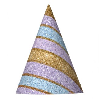Blue Purple and Gold Unicorn Horn Party Hat