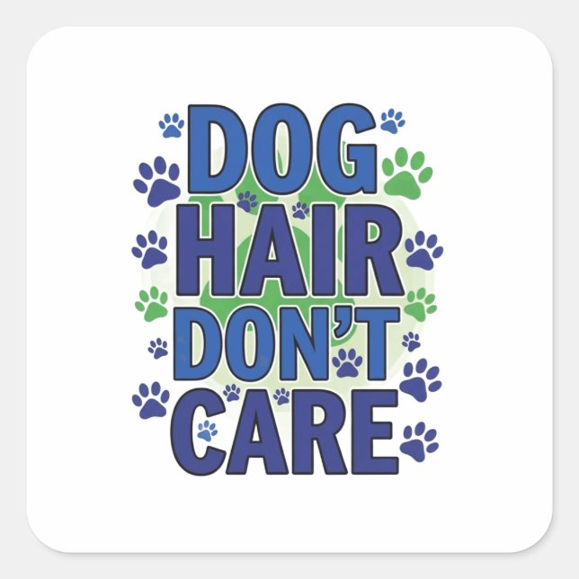Blue, purple and green dog paw prints design square sticker (Front)