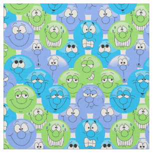 Blue, Purple  and Green 😀 Emoji Pattern Fabric