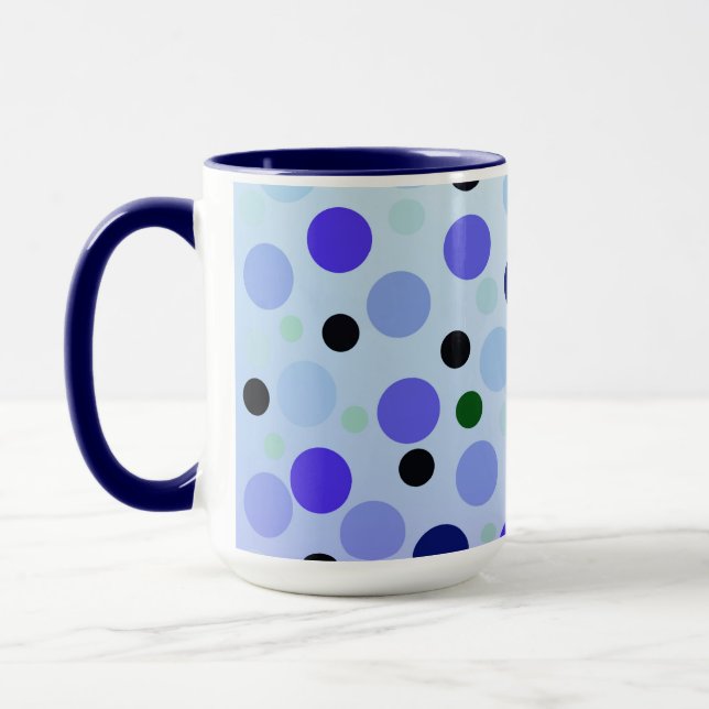 Blue Purple And Green Polka Dots, Mug (Left)