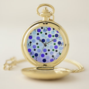 Blue Purple And Green Polka Dots, Pocket Watch