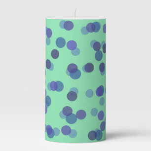 blue, purple and light teal polka dots pillar candle