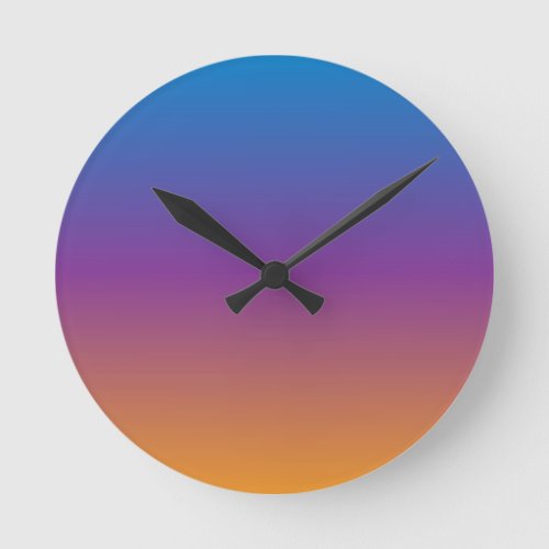 Blue Purple and Orange Gradient Round Clock