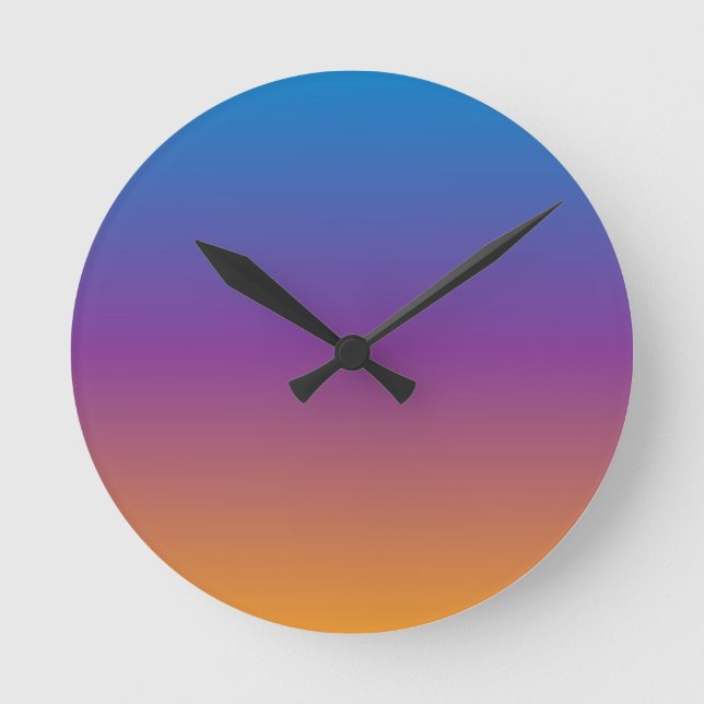Blue, Purple and Orange Gradient Round Clock (Front)
