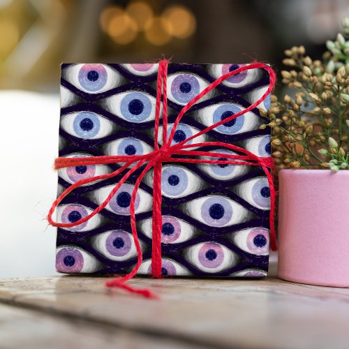 Blue purple and pink eyes pattern wrapping paper
