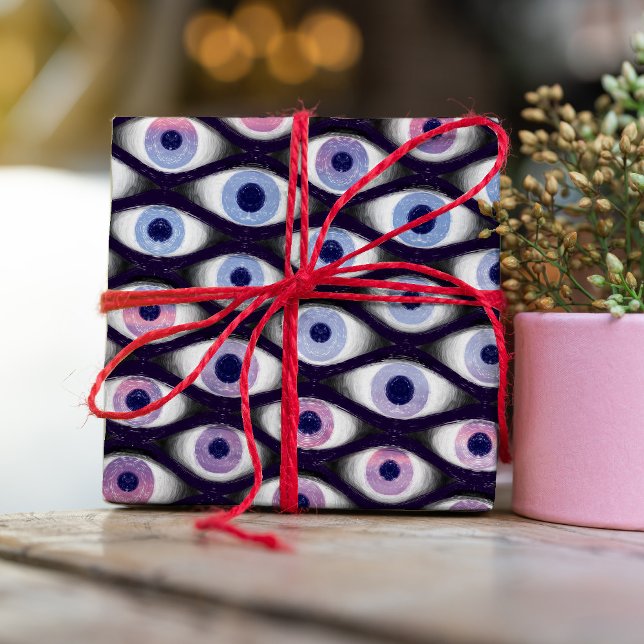 Blue purple and pink eyes pattern wrapping paper (Creator Uploaded)