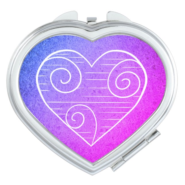 Blue Purple And Pink Heart  Compact Mirror (Front)