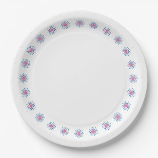 Blue, purple and pink teardrops paper plates