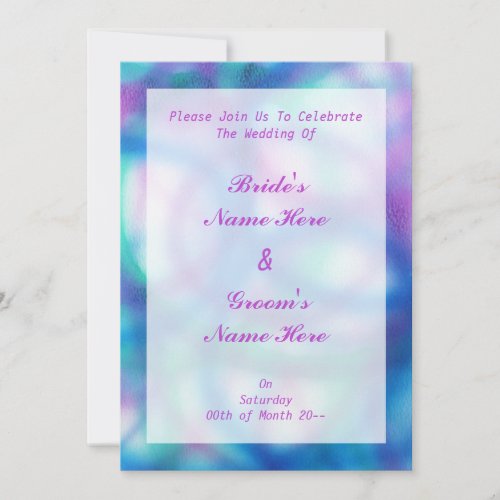 Blue, Purple and Teal Wedding. Custom Invites