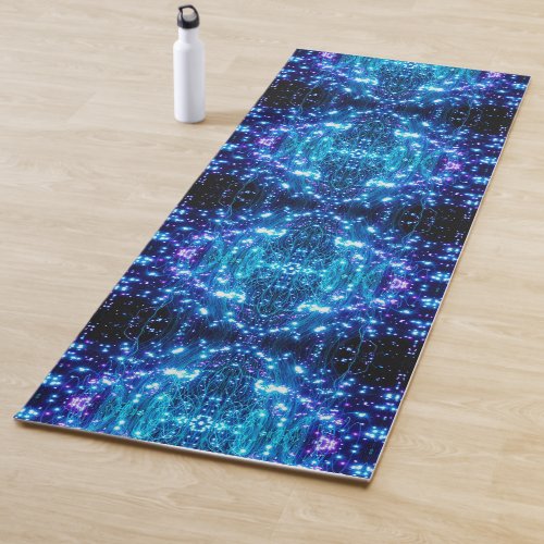 Blue Purple and Turquoise Fiber Optic Yoga Mat