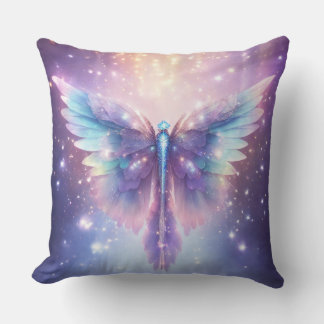 Blue Purple Angel Wings Design Throw Pillow