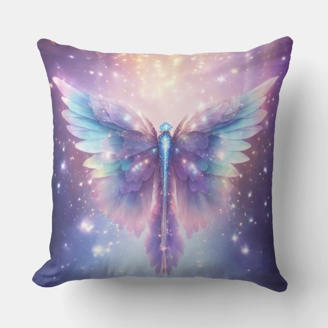 Blue Purple Angel Wings Design Throw Pillow (Front)