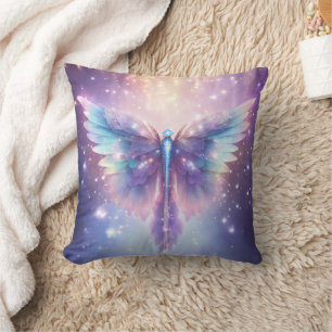 Blue Purple Angel Wings Design Throw Pillow