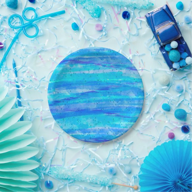 Blue, Purple, Aqua marine  Paper Plates (Party)