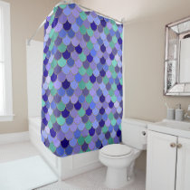 Blue + Purple + Aqua + Teal Mermaid Scales Shower Curtain