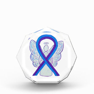 Blue & Purple Awareness Ribbon Paperweight Award