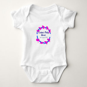 Blue purple baby shower floral wreath boho add nam bodysuit