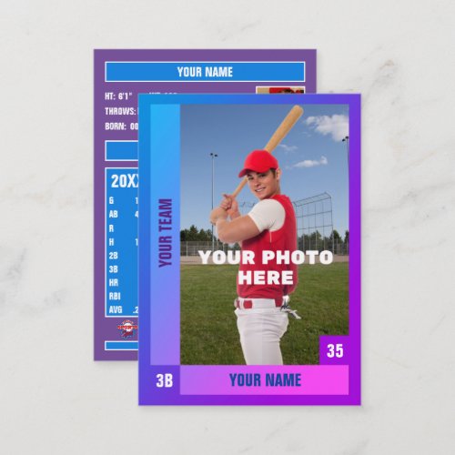 BluePurple Baseball Trading Card _ Custom Stats