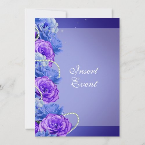 Blue purple birthday engagement wedding personalized invitations