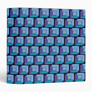 Blue Purple Black Geometric Squares 3 Ring Binder