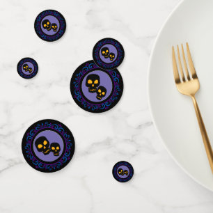 Blue Purple Black Skulls Halloween Confetti