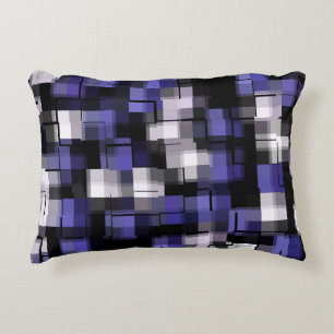 Blue Purple Black White Trendy Accent Pillow