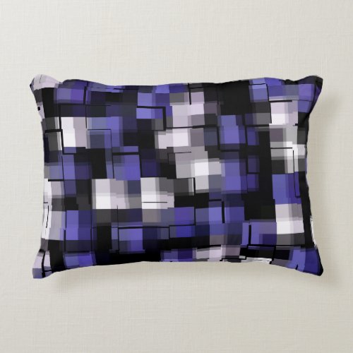 Blue Purple Black White Trendy Accent Pillow