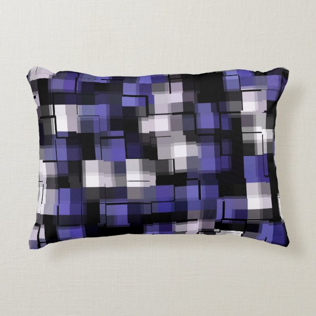 Blue Purple Black White Trendy Accent Pillow (Front)