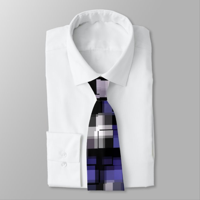 Blue Purple Black White Trendy Neck Tie (Tied)